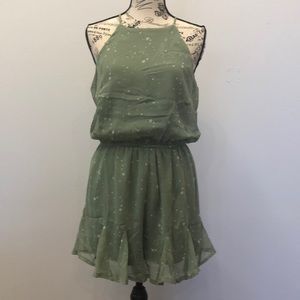 She and Sky Sage Green Romper with Star Pattern